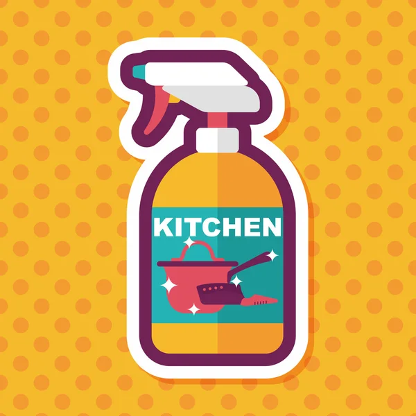 Utensilios de cocina botella jabón icono plano con sombra larga, eps10 — Vector de stock