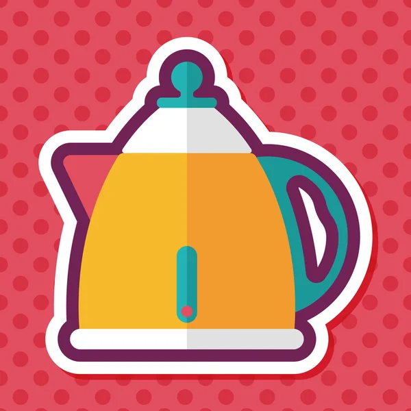 Keukengerei thee pot platte pictogram met lange schaduw, eps10 — Stockvector