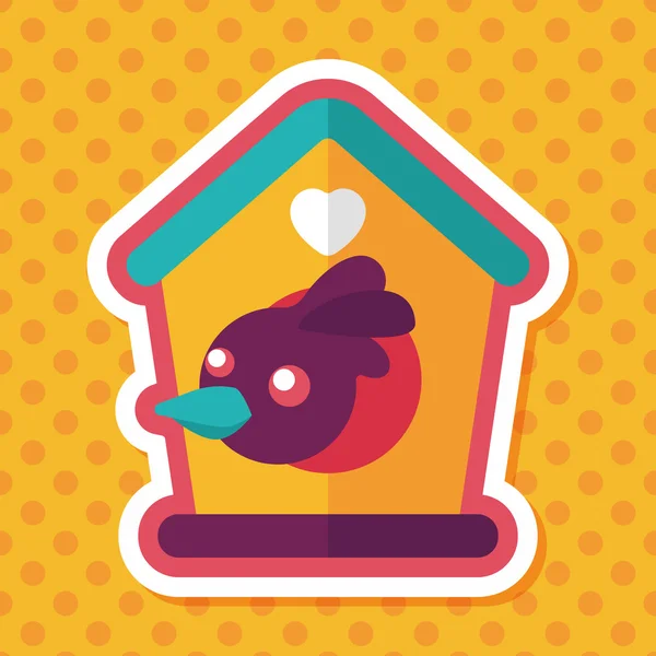 Pájaro mascota casa icono plano con sombra larga, eps10 — Vector de stock