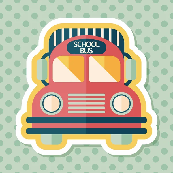 Icona piatto scuolabus con lunga ombra, eps10 — Vettoriale Stock