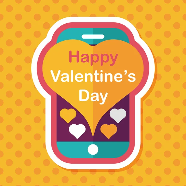 Mensaje del día de San Valentín teléfono icono plano con sombra larga, eps10 — Vector de stock