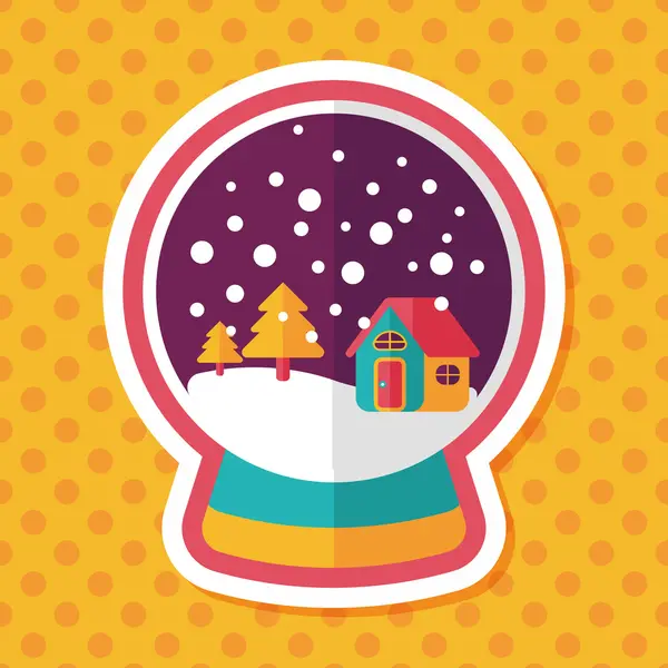 Snow globe and gifts flat icon with long shadow,eps 10 — Stock Vector