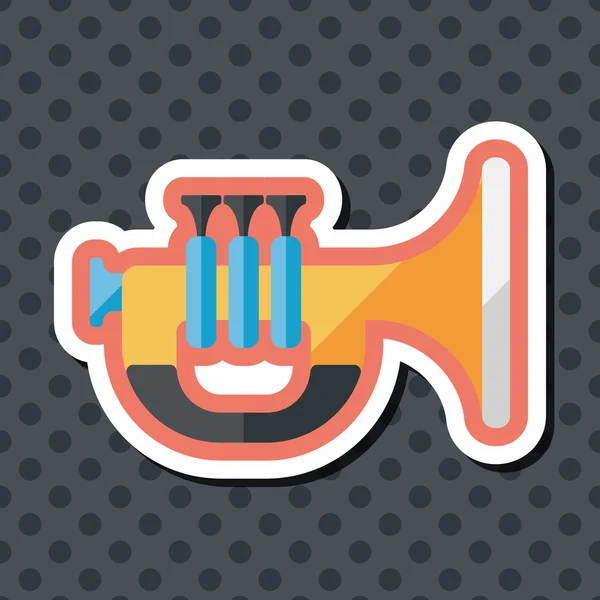 Trompette ou corne icône plate avec ombre longue, eps10 — Image vectorielle