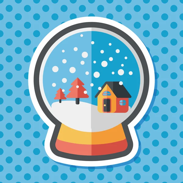 Snow globe and gifts flat icon with long shadow,eps 10 — Stock Vector
