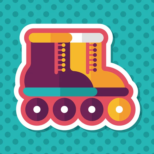 Roller skates flat icon with long shadow — Stock Vector