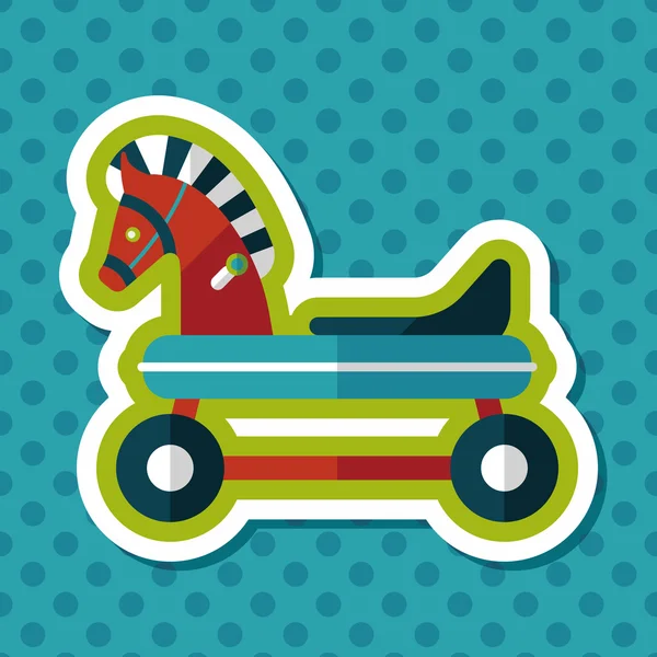 Cheval jouet voiture icône plate avec ombre longue, eps10 — Image vectorielle