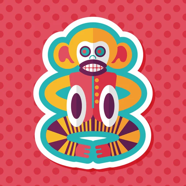 Mono juguete icono plano con sombra larga, eps10 — Vector de stock