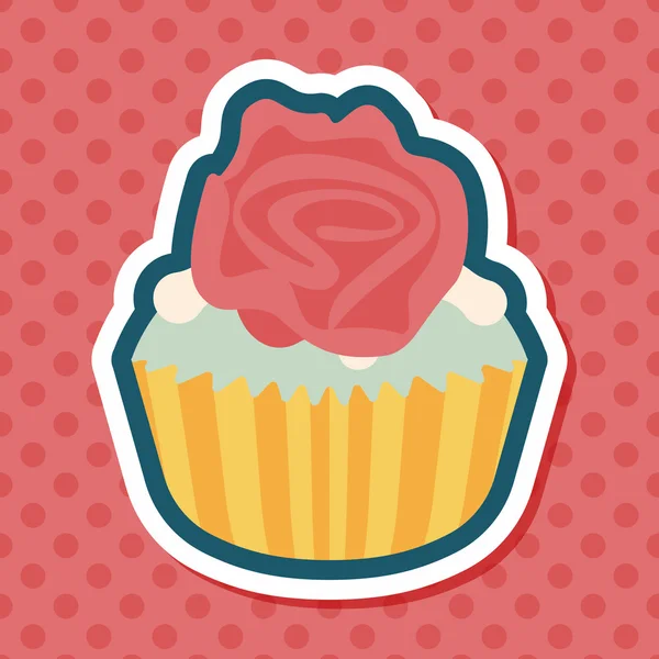 Uzun Gölge, eps10 ile Sevgililer günü cupcake düz simgesi — Stok Vektör