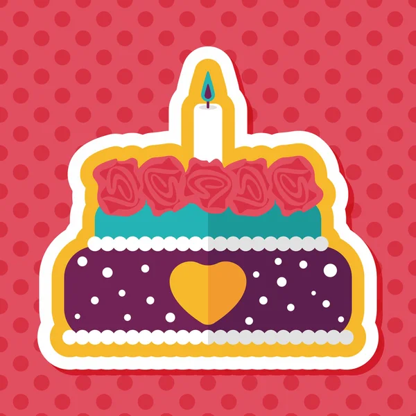 Aftelkalender voor Valentijnsdag cake platte pictogram met lange schaduw, eps10 — Stockvector