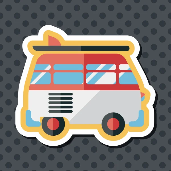 Trasporti bus icona piatta con lunga ombra — Vettoriale Stock