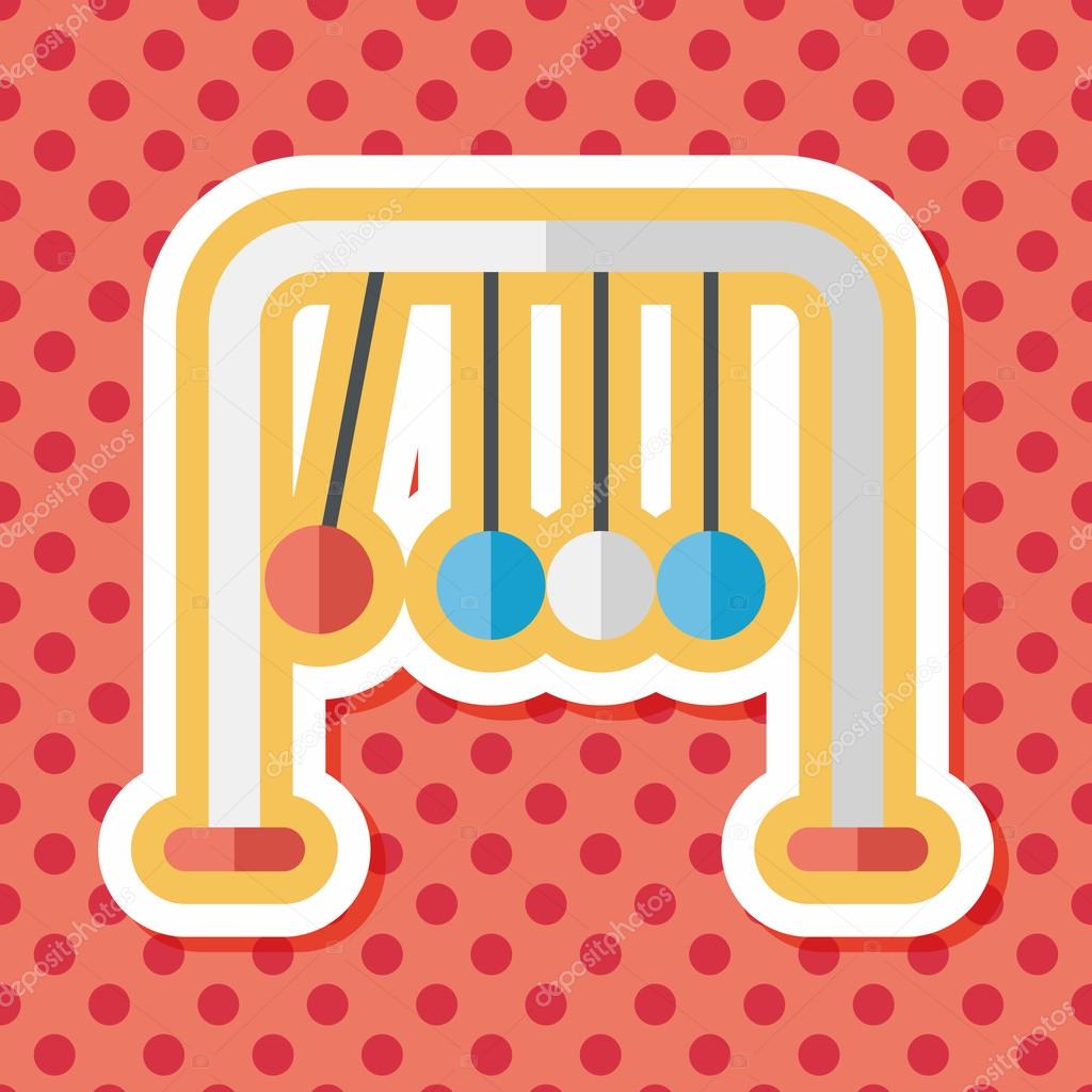 Newton's Cradle flat icon with long shadow,eps10