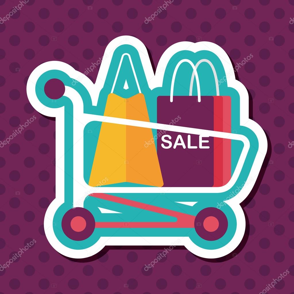 shopping cart flat icon with long shadow,eps10
