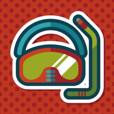 uzun gölge maskesi ve şnorkel düz simgesi