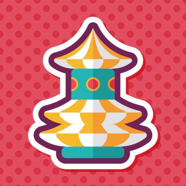 salıncak koltuk heyecan verici eğlence ride, uzun gölge ile düz simgesi