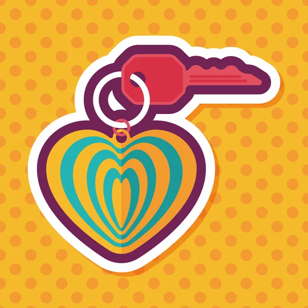 Porte-clés amoureux de la Saint-Valentin icône plate avec ombre longue, eps10 — Image vectorielle