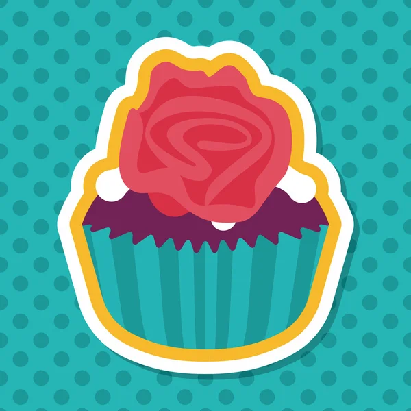 Valentinstag Cupcake Flaches Symbol mit langem Schatten, Eps10 — Stockvektor