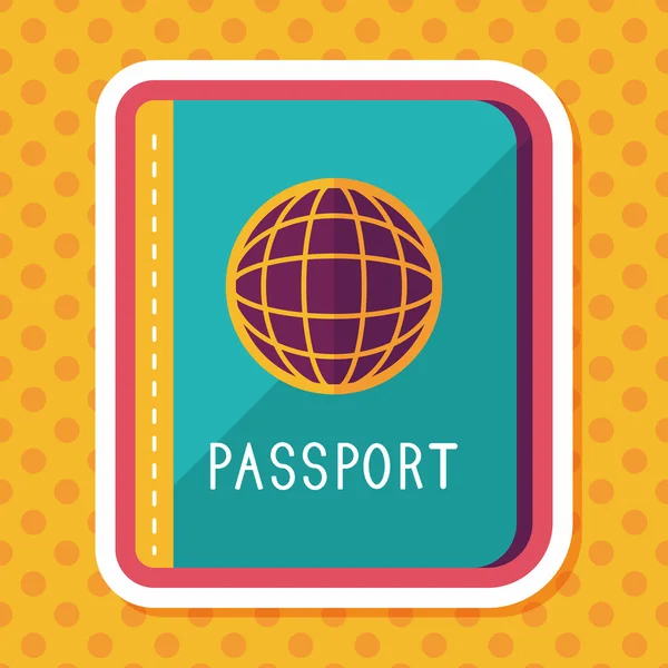 Passport icon, flat icon with long shadow — Stock Vector
