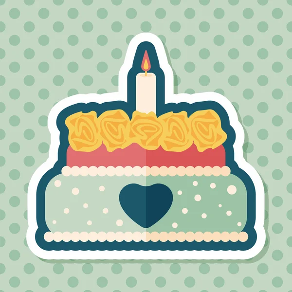 Alla hjärtans dag tårta flat ikonen med långa skugga, eps10 — Stock vektor