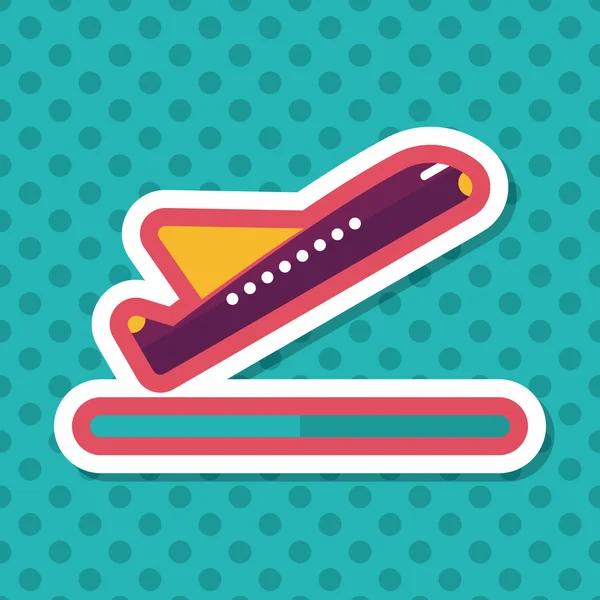 Vliegtuig platte pictogram met lange schaduw — Stockvector