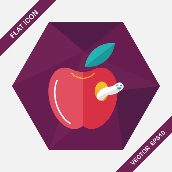 Apple flat icon with long shadow, eps10 — стоковый вектор