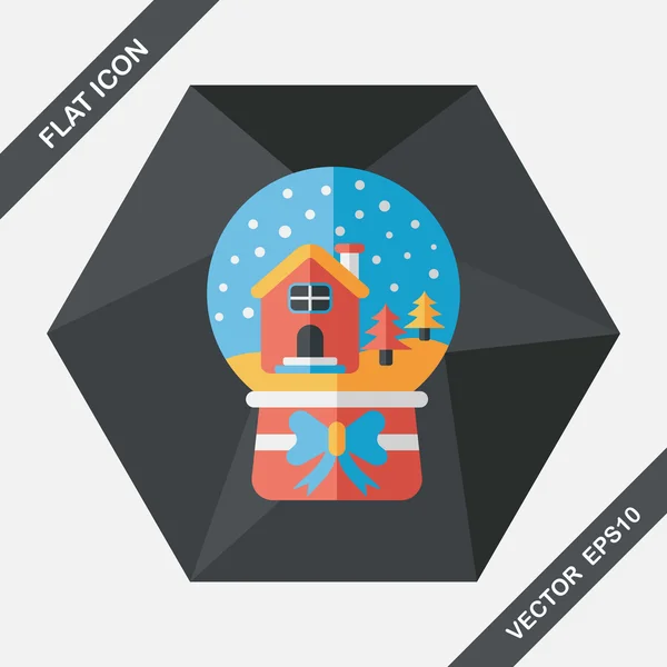 Boule à neige et cadeaux icône plate avec ombre longue, eps 10 — Image vectorielle