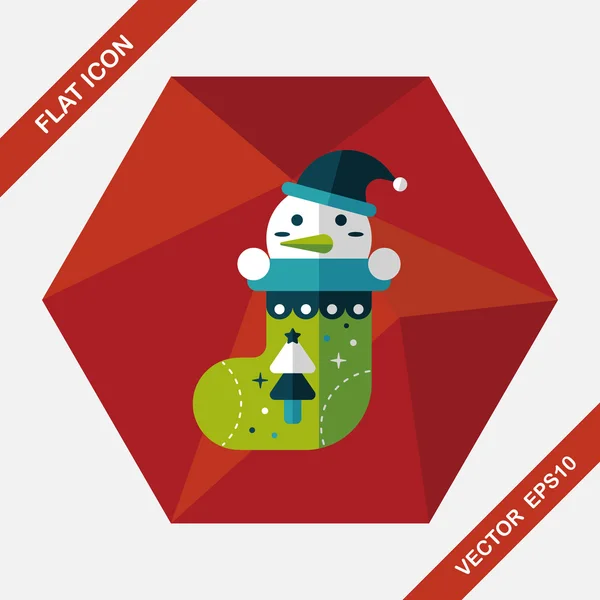 Julstrumpa flat ikonen med långa skugga, eps10 — Stock vektor