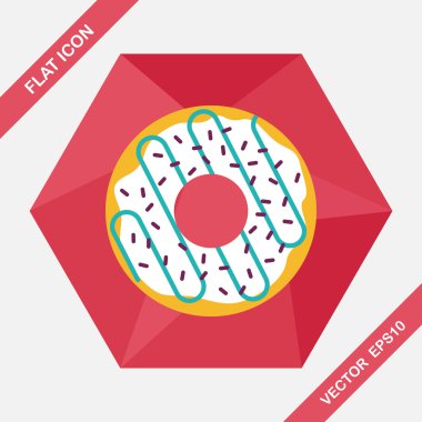Donut düz simgesi ile uzun gölge, eps10