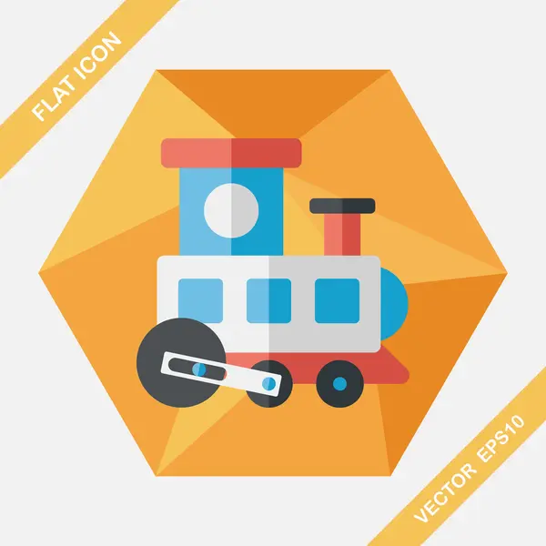 Train jouet icône plate avec ombre longue, EPS 10 — Image vectorielle