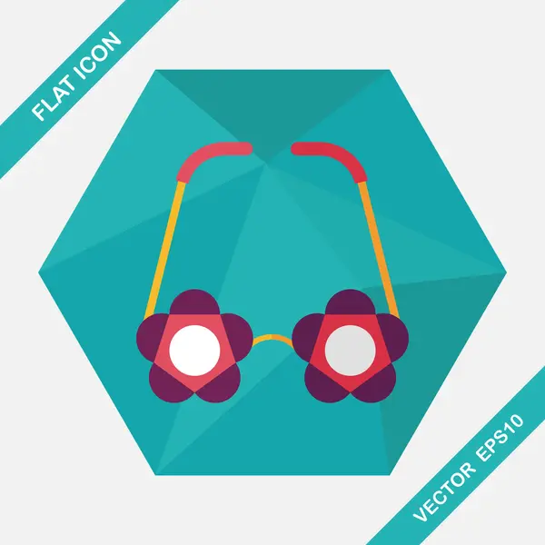 Gafas de flores icono plano con sombra larga, eps10 — Vector de stock