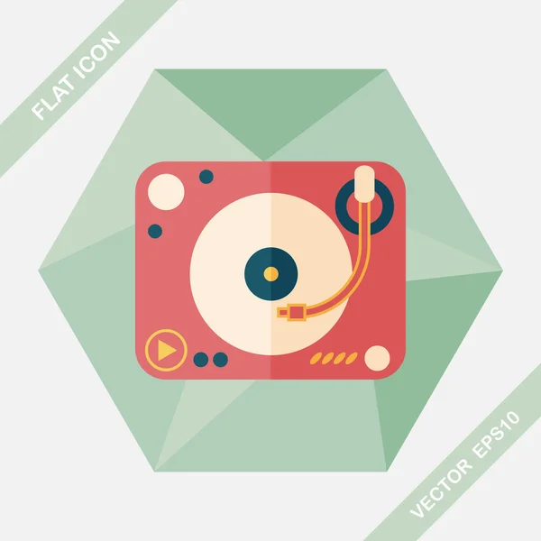 Icône plate de musique DJ avec ombre longue, eps10 — Image vectorielle