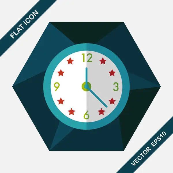 Clock flat icon with long shadow, eps10 — стоковый вектор