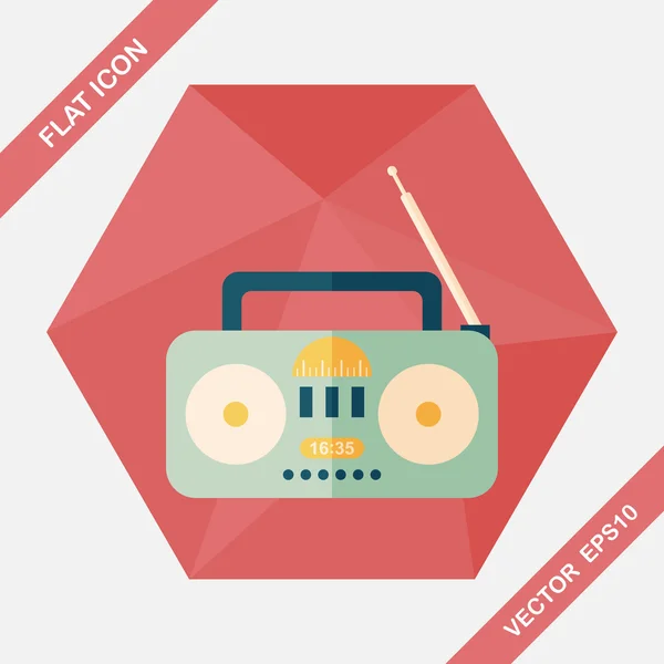 Icono plano de radio con sombra larga, eps10 — Vector de stock