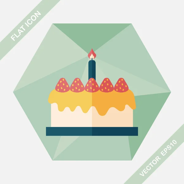 День народження торт плоских іконку з довгу тінь, eps10 — Stock Vector