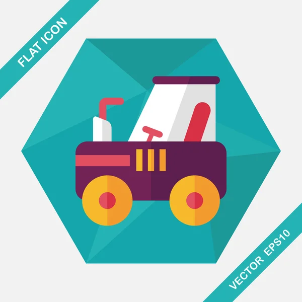 Tracteur icône plate avec ombre longue, eps10 — Image vectorielle