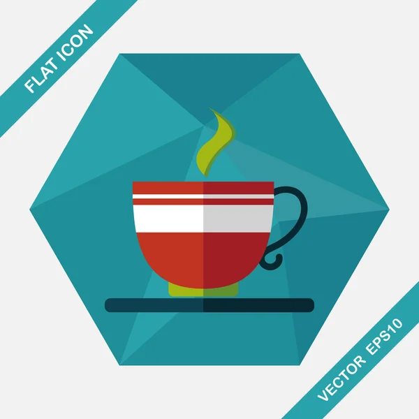 De platte pictogram koffie met lange schaduw, eps10 — Stockvector