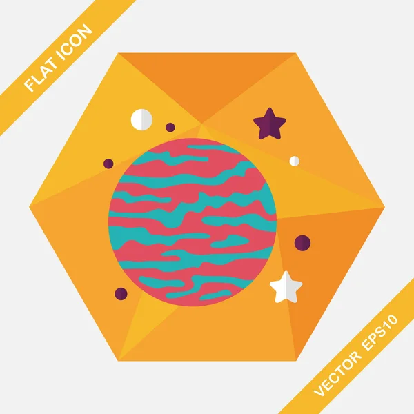 Space planet flat icon with long shadow, eps10 — стоковый вектор