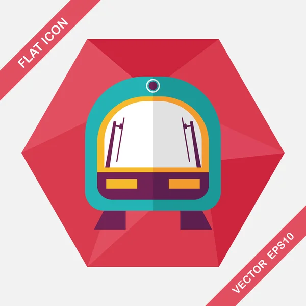 Speedtrain Flat Icon mit langem Schatten, Eps10 — Stockvektor