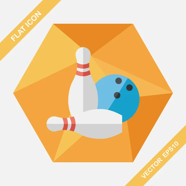 Bowling-Spiel flache Ikone mit langem Schatten, Eps10 — Stockvektor