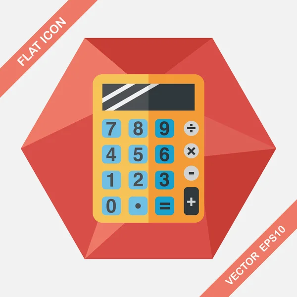 Ícone plana calculadora com sombra longa, eps10 —  Vetores de Stock