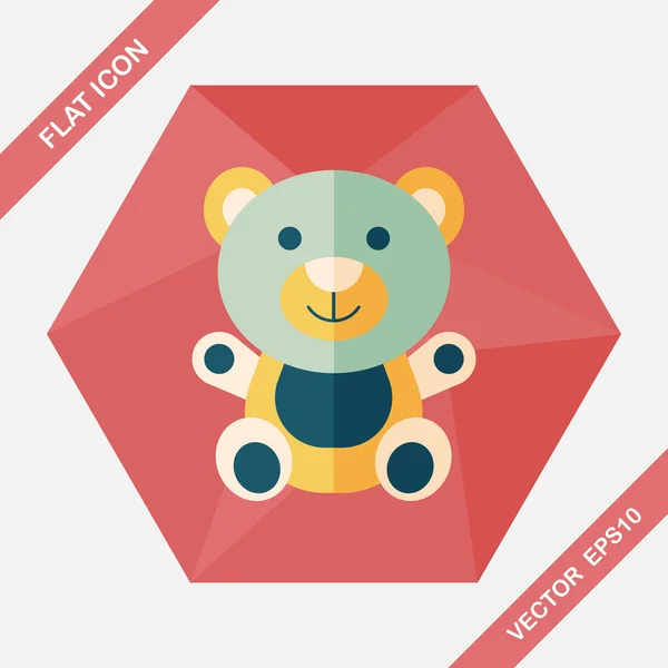 Osito de peluche icono plano con sombra larga, eps 10 — Vector de stock