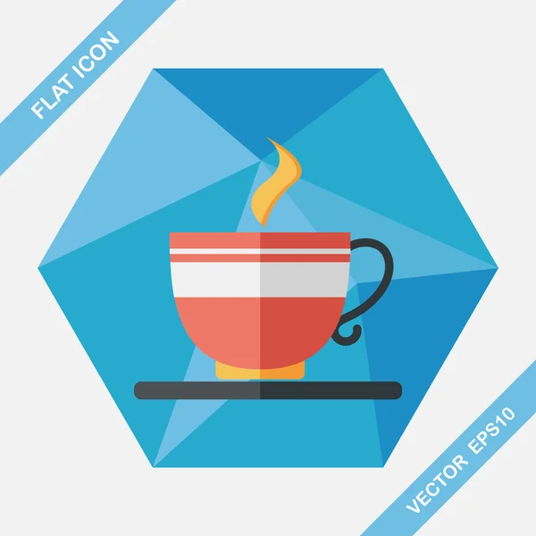 Café icono plano con sombra larga, eps10 — Vector de stock