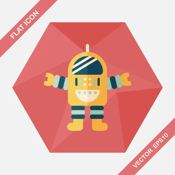 Space robot flat icon with long shadow, eps10 — стоковый вектор