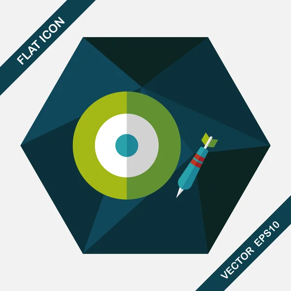 Darts target flat icon with long shadow, eps10 — стоковый вектор