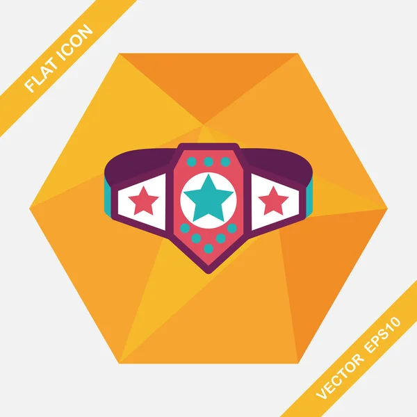 Cinturón de campeonato icono plano con sombra larga, eps10 — Vector de stock