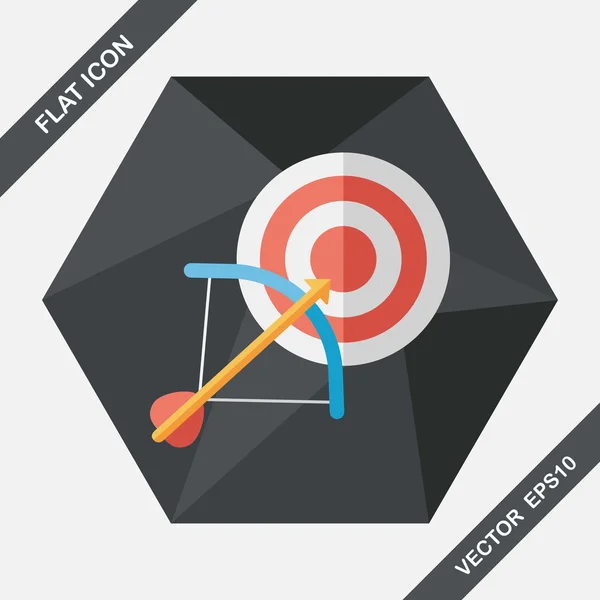 Target flat icon with long shadow, eps10 — стоковый вектор
