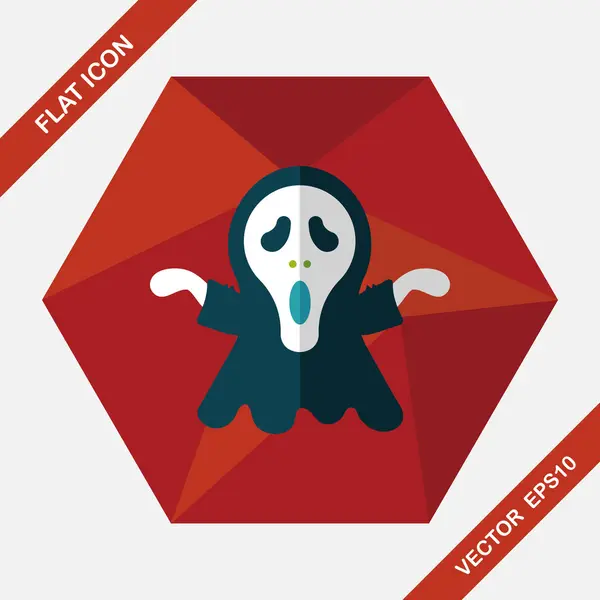 Grim reaper platte pictogram met lange schaduw, eps10 — Stockvector