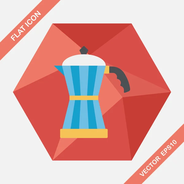 Kawy czajnik z płaskim ikona z długi cień, eps10 — Wektor stockowy
