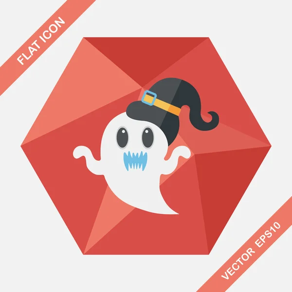 Fantasma icono plano con sombra larga, eps10 — Vector de stock