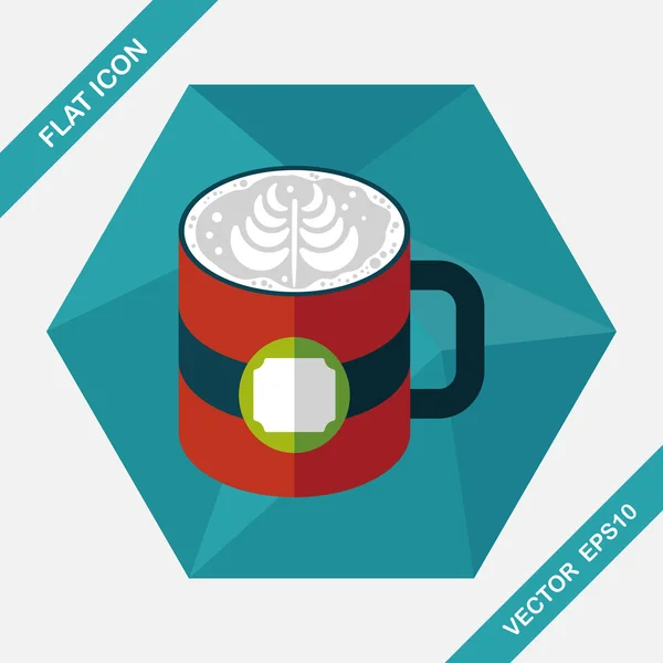 Koffie latte art platte pictogram met lange schaduw, eps10 — Stockvector