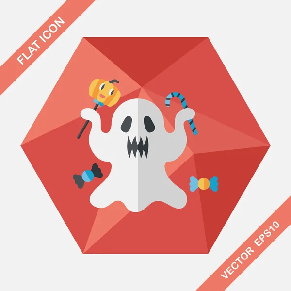 Fantasma icono plano con sombra larga, eps10 — Vector de stock